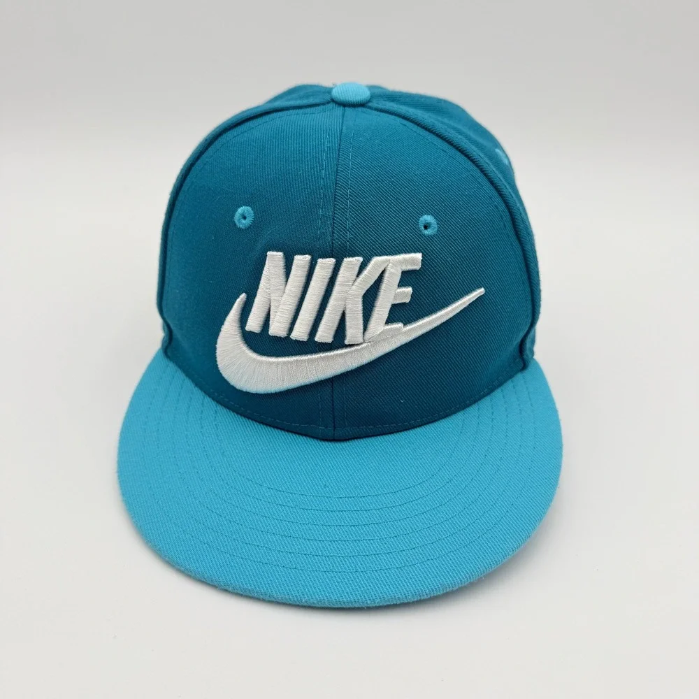 Nike Futura True Snapback Hat Mens OSFM Teal Blue Swoosh Logo Adjustable Y2K